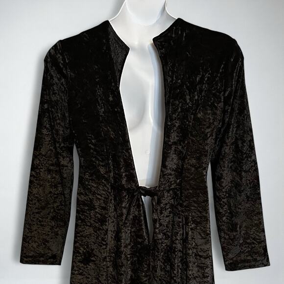 Vintage 90s Brett Alixander Black Crushed Velvet Maxi Dress Size 14 Goth Witchy - Picture 8 of 9